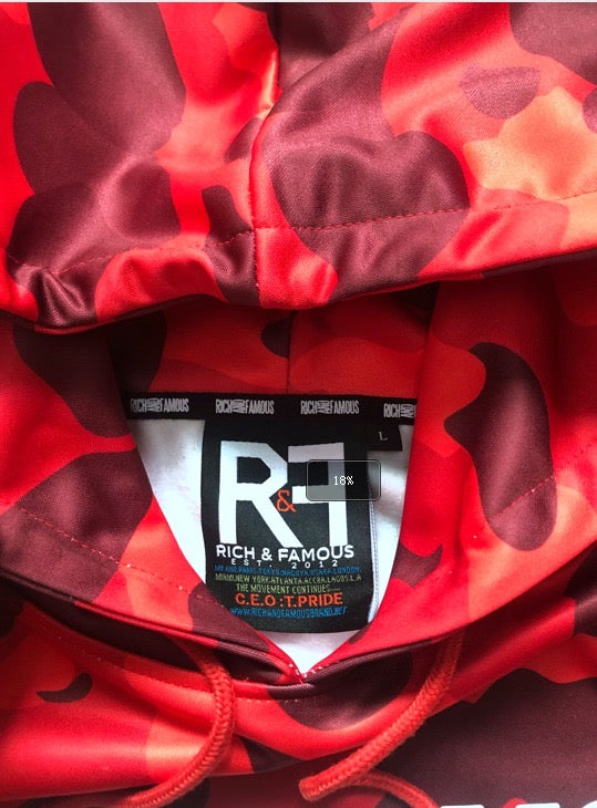 RED RICH&FAMOUS EXCLUSIVE CAMO HOODIES