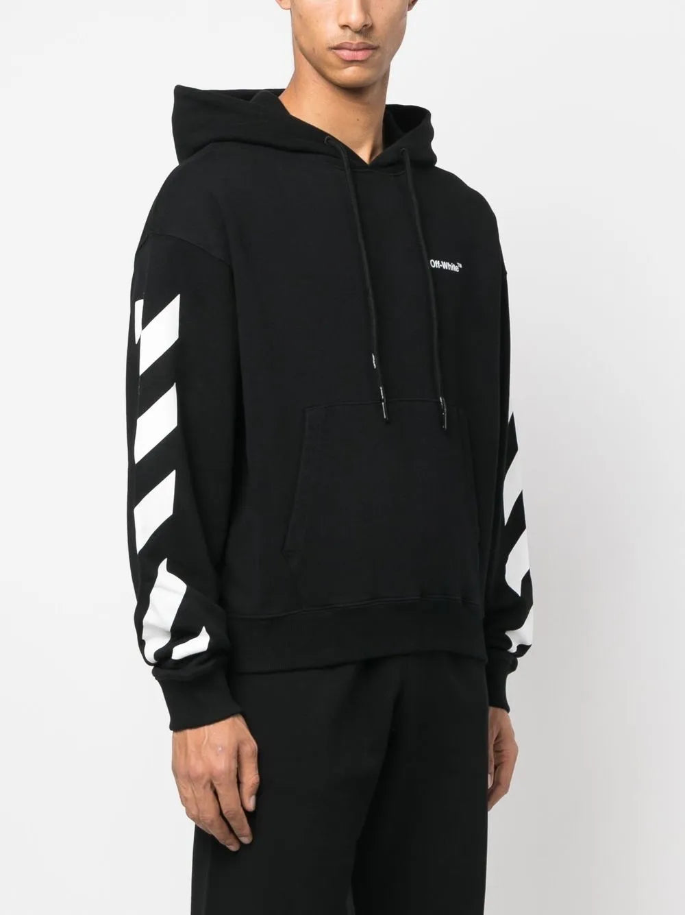OFF WHITE DIAG HELVETICA OVER HOODIE BLACK / WHITE
